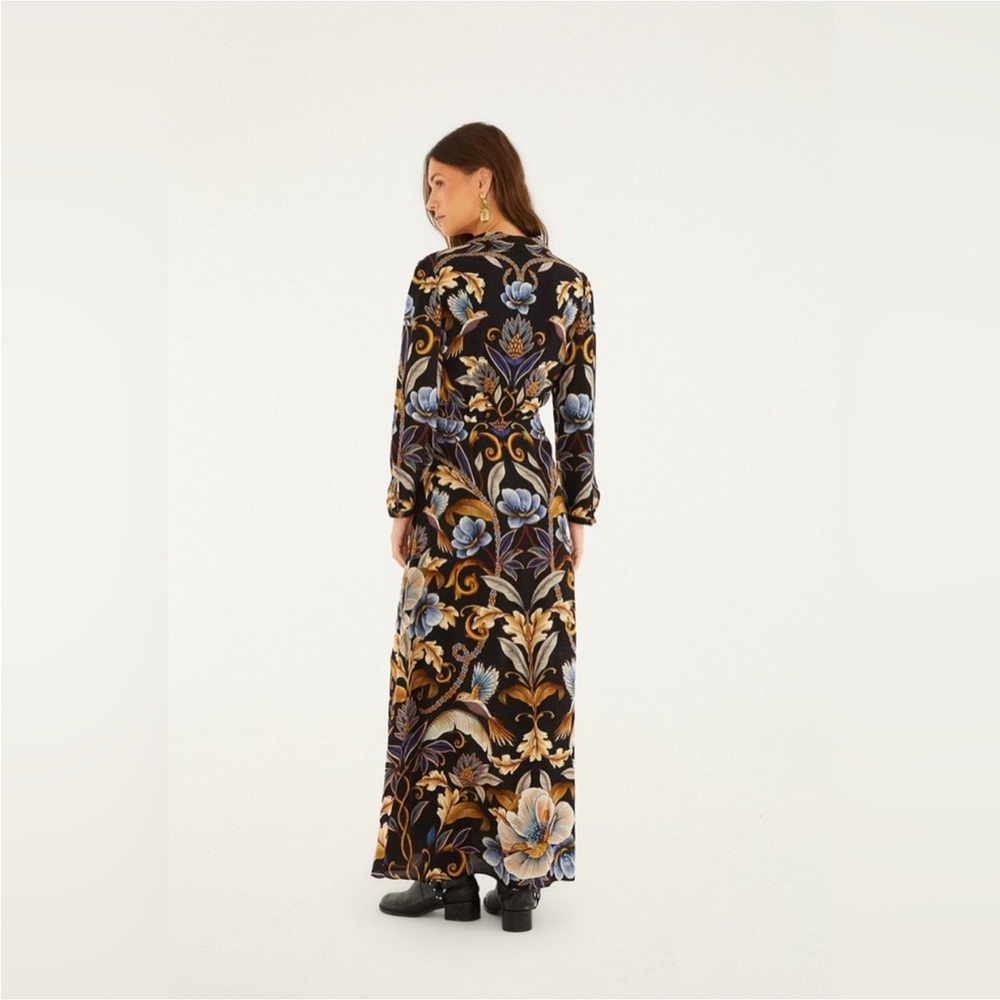 Farm Rio: Black Snake Garden Lenzing Viscose Maxi Dress long sleeve